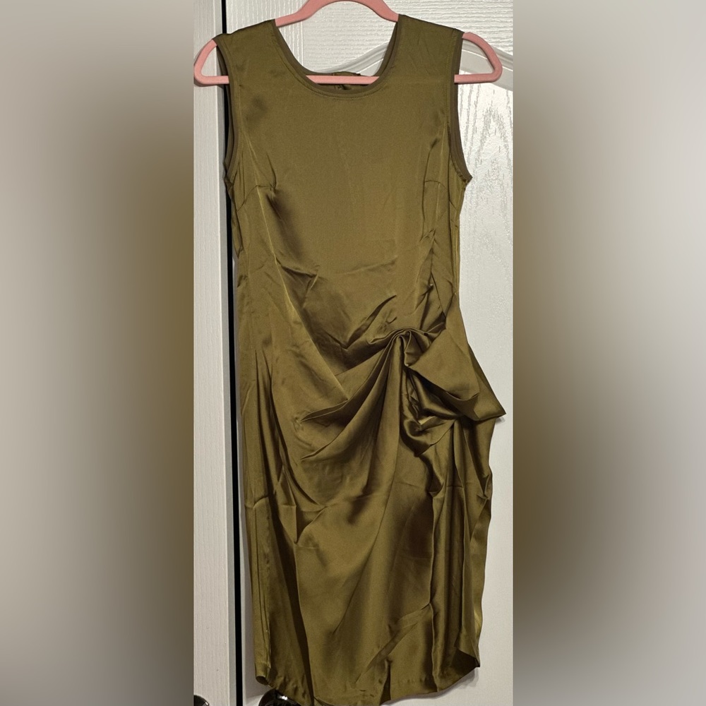 NWT Vero Moda Green Celine Sleeveless Rouched Back Sheath Dress